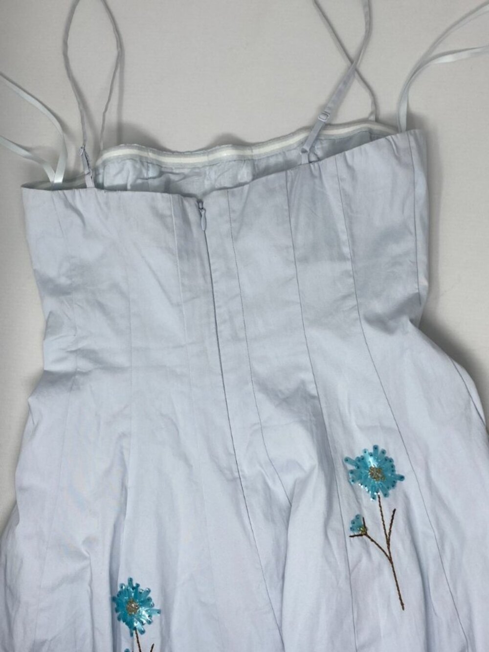 Staud Wylie Light Blue Embellished Poplin Midi Dress 0 - Picture 11 of 16